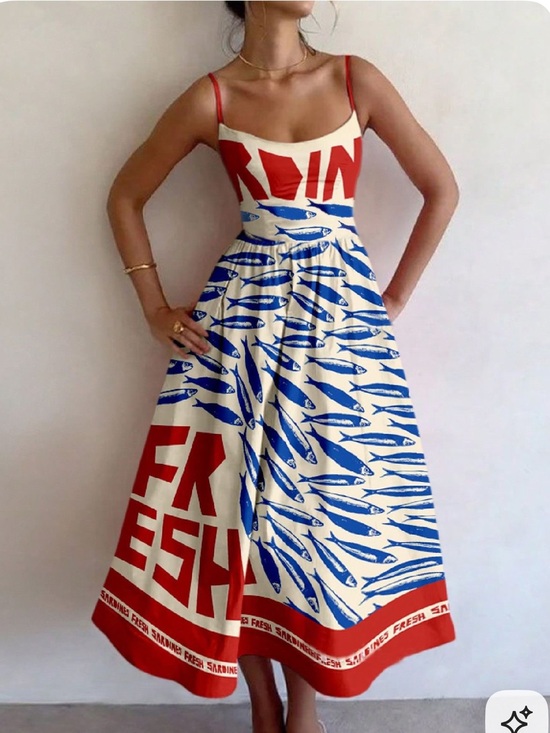 Dresses & Skirts - Bohemian Blue & Red Printed Midi Dress